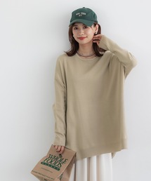 クルーネック テールカットニットチュニック
