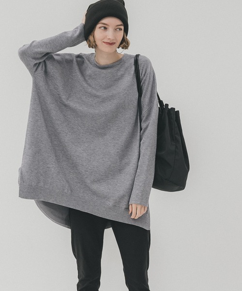 coca（coca）（コカ）の「【WEB限定セール】クルーネック テールカットニットチュニック（ニット/セーター・レディース・ブラック/ベージュ/グレー/レッド/アイボリー/ライトグレー/チャコール/ライトブルー/ブルー/オートミール/イエロー・M/L/S）」の4枚目の写真