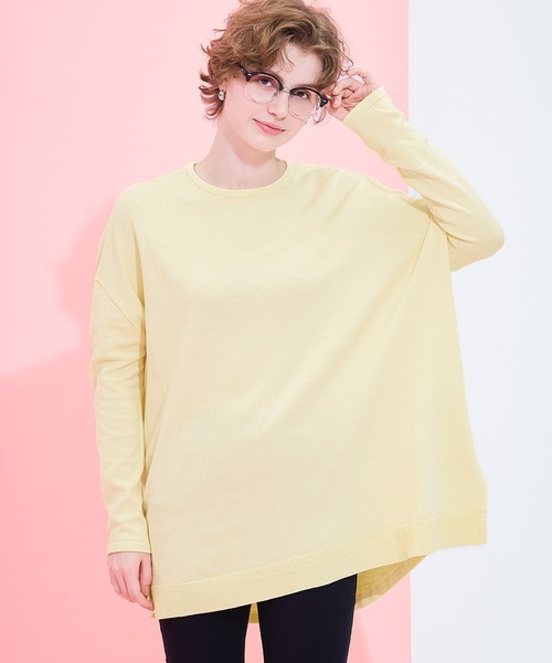 coca（coca）（コカ）の「【WEB限定セール】クルーネック テールカットニットチュニック（ニット/セーター・レディース・ブラック/ベージュ/グレー/レッド/アイボリー/ライトグレー/チャコール/ライトブルー/ブルー/オートミール/イエロー・M/L/S）」の10枚目の写真