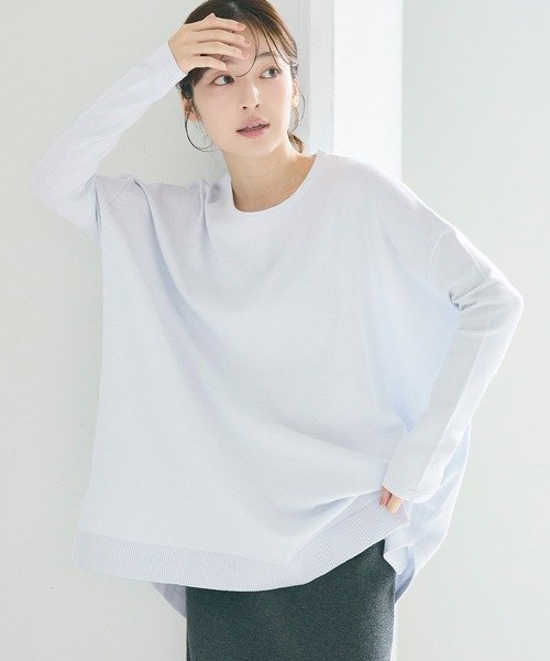 coca（coca）（コカ）の「【WEB限定セール】クルーネック テールカットニットチュニック（ニット/セーター・レディース・ブラック/ベージュ/グレー/レッド/アイボリー/ライトグレー/チャコール/ライトブルー/ブルー/オートミール/イエロー・M/L/S）」の8枚目の写真