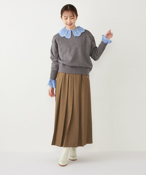 SHIPS Colors（シップス カラーズ）の「SHIPS Colors:〈手洗い可能〉スウェット ライク ニット◇（ニット/セーター・レディース・ブラック/レッド/ベージュ/ネイビー/オフホワイト/グレー・ONE SIZE）」の10枚目の写真