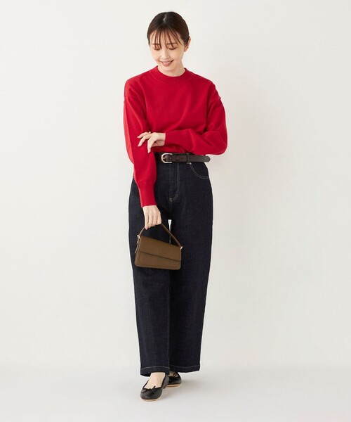 SHIPS Colors（シップス カラーズ）の「SHIPS Colors:〈手洗い可能〉スウェット ライク ニット◇（ニット/セーター・レディース・ブラック/レッド/ベージュ/ネイビー/オフホワイト/グレー・ONE SIZE）」の11枚目の写真