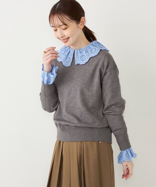 SHIPS Colors（シップス カラーズ）の「SHIPS Colors:〈手洗い可能〉スウェット ライク ニット◇（ニット/セーター・レディース・ブラック/レッド/ベージュ/ネイビー/オフホワイト/グレー・ONE SIZE）」の22枚目の写真