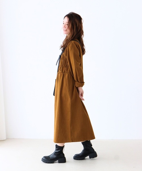 sanpo kuschel（サンポクシェル）の「細見え効果ワンピース（シャツワンピース・レディース・ブラウン・FREE）」の3枚目の写真