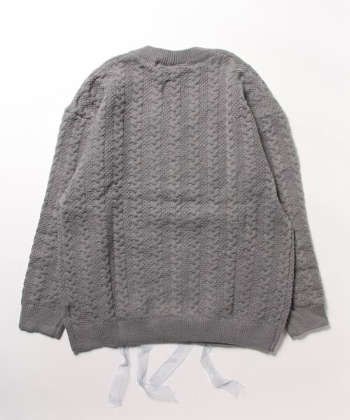 HOOK(フック)の「【HOOK】for girls ケーブル編みリボン通しデザインニット (AW)(ニット/セーター・レディース・ライトベージュ/グレー・S/M/L/XL)」の14枚目の写真