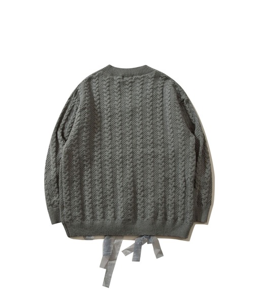 HOOK(フック)の「【HOOK】for girls ケーブル編みリボン通しデザインニット (AW)(ニット/セーター・レディース・ライトベージュ/グレー・S/M/L/XL)」の4枚目の写真