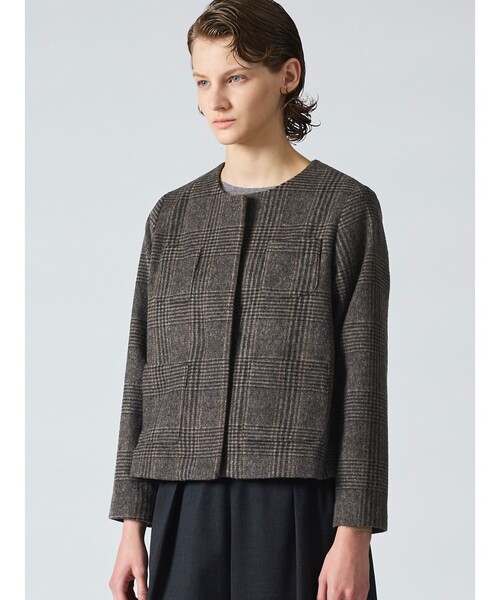 mizuiro ind チェック柄ロングコート サイズフリー ウール混紡 mizuiro