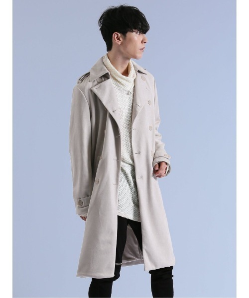 semantic design（セマンティックデザイン）の「＊セマンティックデザイン フェイクスエード トレンチコート（トレンチコート・メンズ・ブラック/ホワイト・LARGE/MEDIUM）」の5枚目の写真