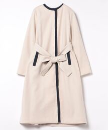 form forma | ノーカラーコート/パイピングデザイン/結婚式/パーティー/オフィスカジュアル(ノーカラーコート)
