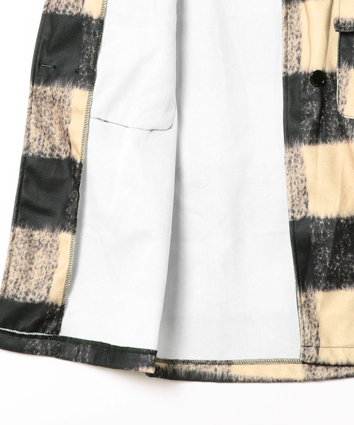 LUGG NAGG(ラグナグ)の「ブロックチェックチェスターコート(チェスターコート・レディース・ホワイト×ブラック・L/XL/M/S)」の10枚目の写真