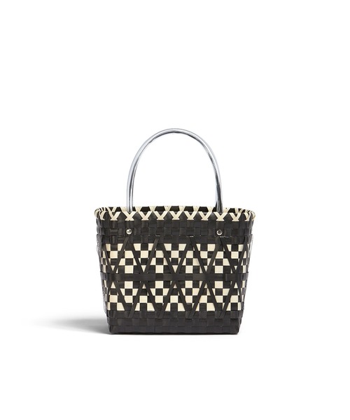 MARNI ブラック✖︎アイボリー 編み込み バスケットバッグ マルニマーケット ステンシルバッグ バスケット かご アイボリー MARNI