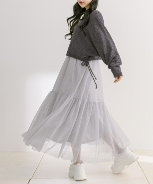 OLIVE des OLIVE（オリーブデオリーブ）の「チュールワンピ×ニットセット　1041090030（ワンピース・レディース・グレー/オフホワイト/サックスブルー・FREE）」の3枚目の写真