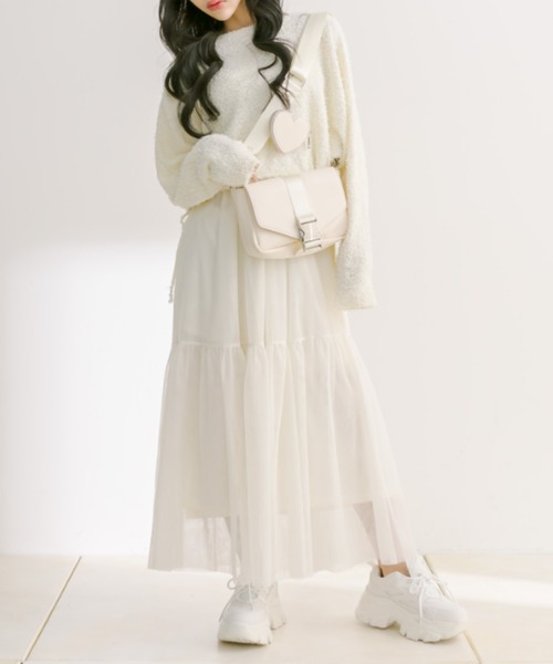 OLIVE des OLIVE（オリーブデオリーブ）の「チュールワンピ×ニットセット　1041090030（ワンピース・レディース・グレー/オフホワイト/サックスブルー・FREE）」の2枚目の写真