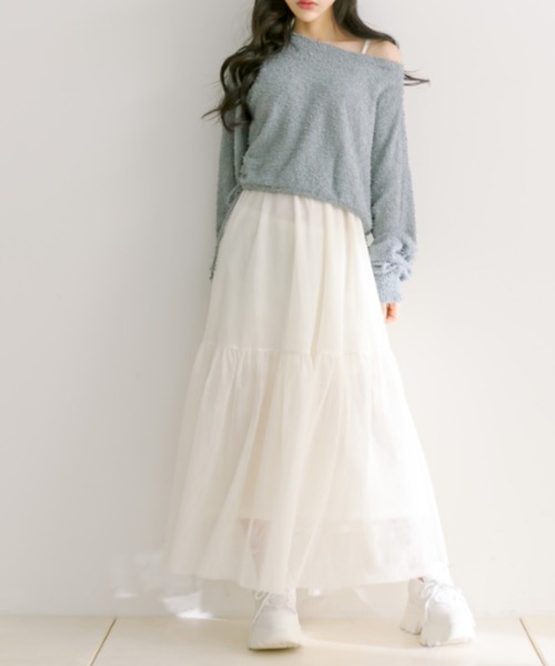 OLIVE des OLIVE（オリーブデオリーブ）の「チュールワンピ×ニットセット　1041090030（ワンピース・レディース・グレー/オフホワイト/サックスブルー・FREE）」の4枚目の写真