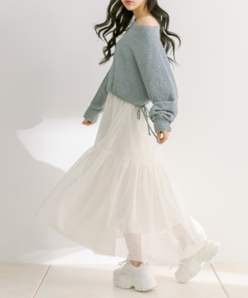 OLIVE des OLIVE（オリーブデオリーブ）の「チュールワンピ×ニットセット　1041090030（ワンピース・レディース・グレー/オフホワイト/サックスブルー・FREE）」の7枚目の写真