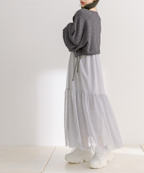 OLIVE des OLIVE（オリーブデオリーブ）の「チュールワンピ×ニットセット　1041090030（ワンピース・レディース・グレー/オフホワイト/サックスブルー・FREE）」の5枚目の写真