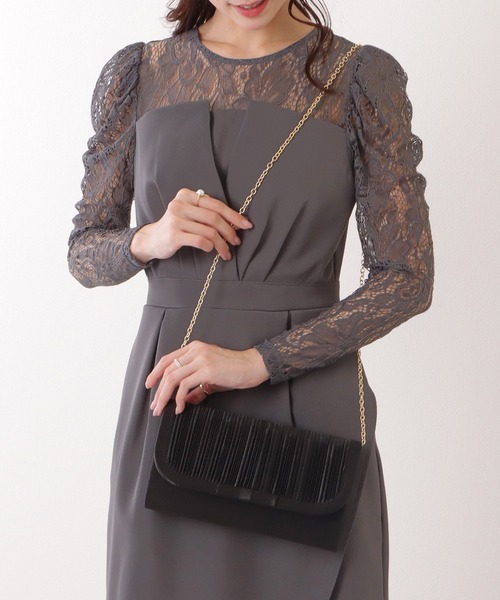 Lace Ladies（レースレディース）の「スクエア リボン プリーツ クラッチ バッグ（クラッチバッグ・レディース・アイボリー/ブラック/グレー・FREE）」の10枚目の写真