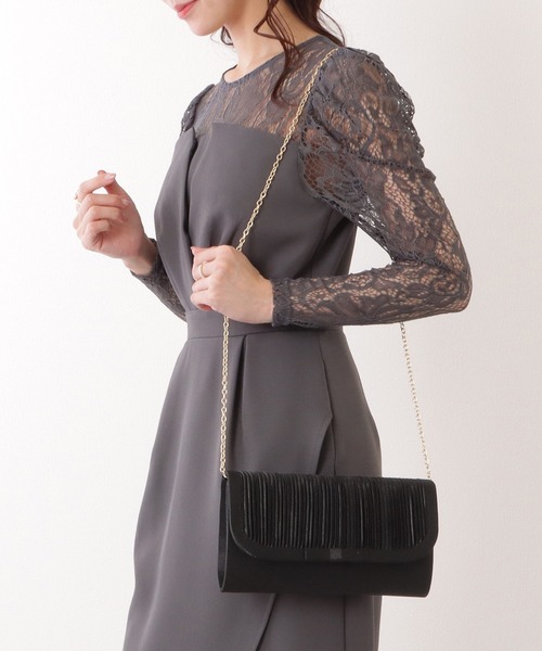 Lace Ladies（レースレディース）の「スクエア リボン プリーツ クラッチ バッグ（クラッチバッグ・レディース・アイボリー/ブラック/グレー・FREE）」の11枚目の写真