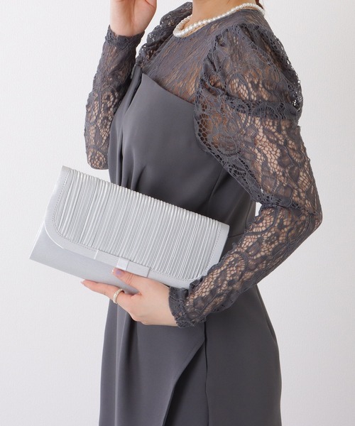 Lace Ladies（レースレディース）の「スクエア リボン プリーツ クラッチ バッグ（クラッチバッグ・レディース・アイボリー/ブラック/グレー・FREE）」の16枚目の写真
