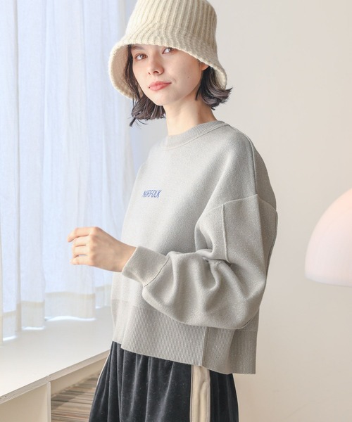 niko and...（ニコアンド）の「スウェットライクラメニットプルオーバー（ニット/セーター・レディース・ピンク/グリーン/ネイビー/ライトグレー・MEDIUM/SHORT）」の7枚目の写真