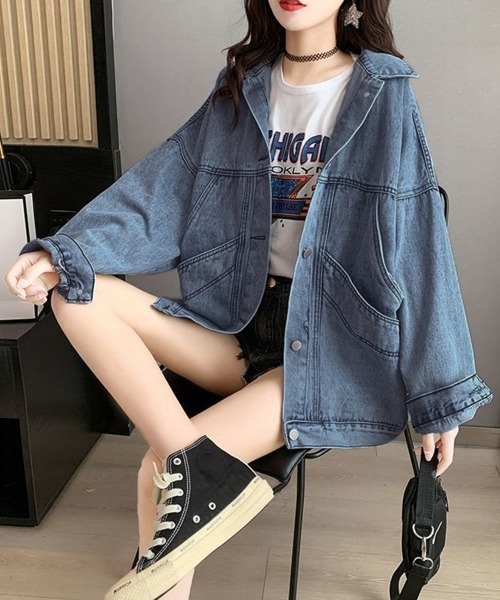 Miniministore(ミニミニストア)の「Gジャン レディース デニムジャケット(デニムジャケット・レディース・ブルー/ブラック・フリー)」の2枚目の写真