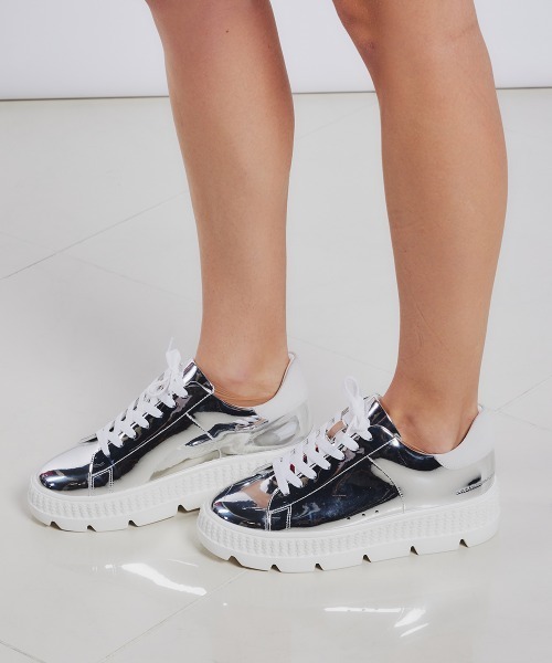 DOUBLE STANDARD CLOTHING(ダブルスタンダードクロージング)の「プラットフォームミラースニーカー(スニーカー・レディース・シルバー・37.5/36.5/35.5)」の4枚目の写真
