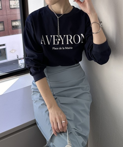 COLLAGE GALLARDAGALANTE(コラージュガリャルダガランテ)の「ロゴロンT/WEB限定(Tシャツ/カットソー・レディース・グレー/ホワイト/ネイビー・FREE)」の3枚目の写真