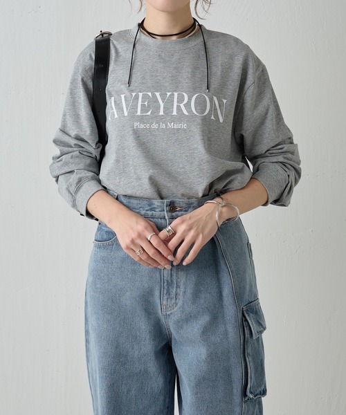 COLLAGE GALLARDAGALANTE(コラージュガリャルダガランテ)の「ロゴロンT/WEB限定(Tシャツ/カットソー・レディース・グレー/ホワイト/ネイビー・FREE)」の1枚目の写真