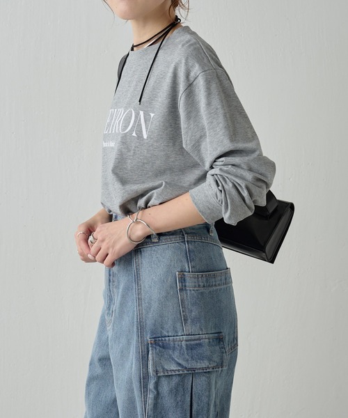 COLLAGE GALLARDAGALANTE(コラージュガリャルダガランテ)の「ロゴロンT/WEB限定(Tシャツ/カットソー・レディース・グレー/ホワイト/ネイビー・FREE)」の11枚目の写真