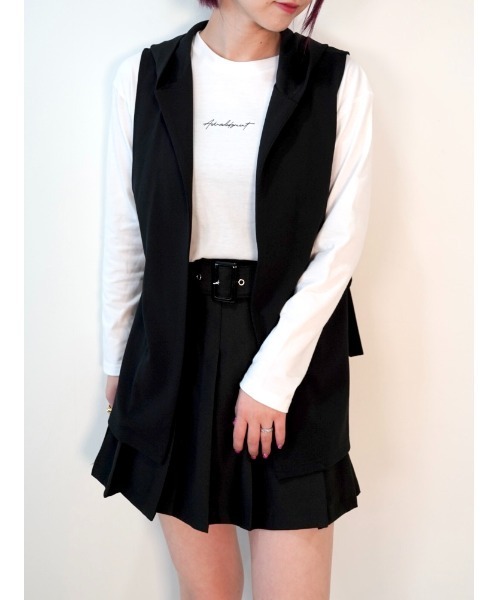 CECIL McBEE(セシルマクビー)の「インナー付きジョーゼットジレ(ベスト・レディース・ブラック/ライトベージュ・MEDIUM/LARGE)」の2枚目の写真