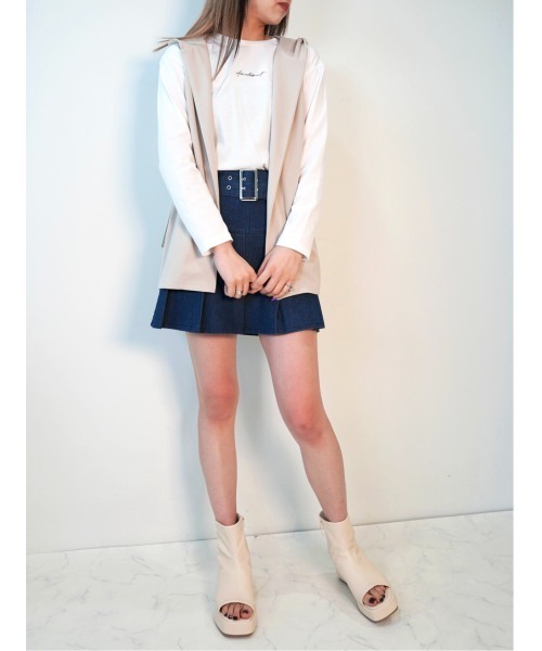 CECIL McBEE(セシルマクビー)の「インナー付きジョーゼットジレ(ベスト・レディース・ブラック/ライトベージュ・MEDIUM/LARGE)」の5枚目の写真