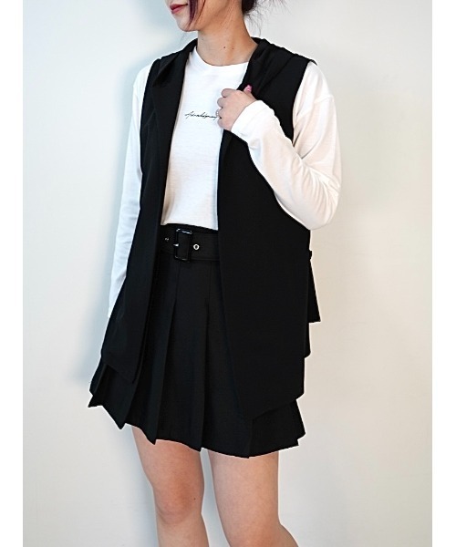 CECIL McBEE(セシルマクビー)の「インナー付きジョーゼットジレ(ベスト・レディース・ブラック/ライトベージュ・MEDIUM/LARGE)」の8枚目の写真