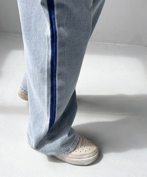 Miniministore(ミニミニストア)の「配色ストレートデニムパンツ ハイウエスト(デニムパンツ・レディース・サックスブルー・L/XL/M/S)」の6枚目の写真