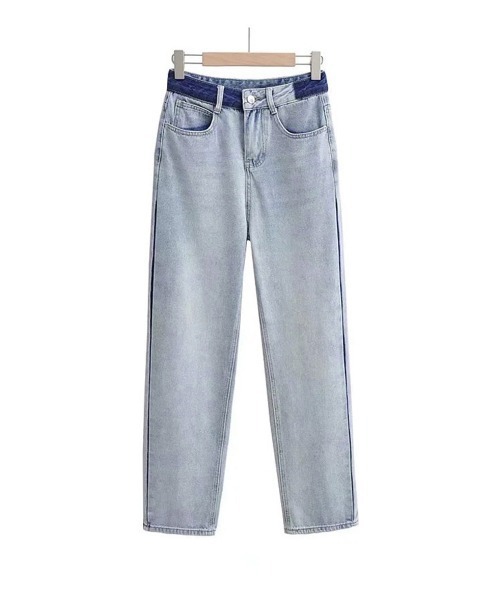Miniministore(ミニミニストア)の「配色ストレートデニムパンツ ハイウエスト(デニムパンツ・レディース・サックスブルー・L/XL/M/S)」の12枚目の写真