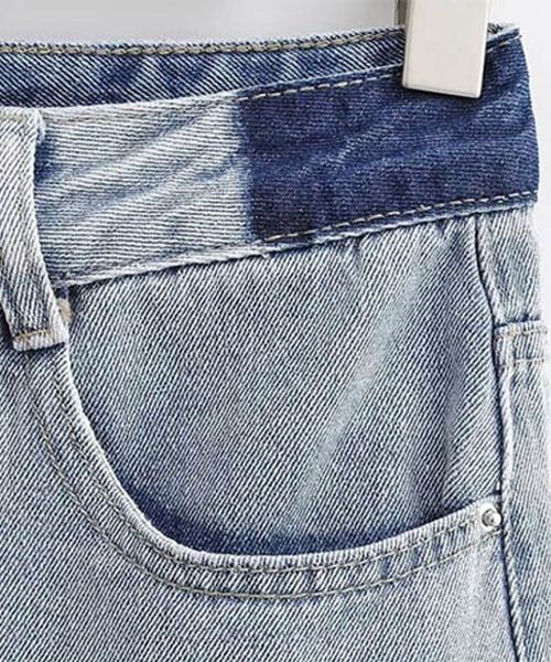 Miniministore(ミニミニストア)の「配色ストレートデニムパンツ ハイウエスト(デニムパンツ・レディース・サックスブルー・L/XL/M/S)」の22枚目の写真