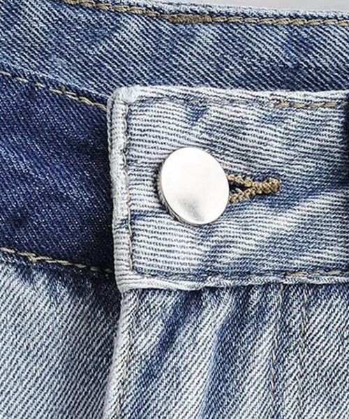 Miniministore(ミニミニストア)の「配色ストレートデニムパンツ ハイウエスト(デニムパンツ・レディース・サックスブルー・L/XL/M/S)」の7枚目の写真