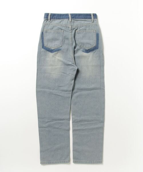 Miniministore(ミニミニストア)の「配色ストレートデニムパンツ ハイウエスト(デニムパンツ・レディース・サックスブルー・L/XL/M/S)」の10枚目の写真