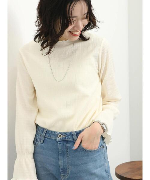 Samansa Mos2 blue（サマンサモスモスブルー）の「ジョーゼットプリーツプルオーバー（Tシャツ/カットソー・レディース・イエロー/ブラック/キナリ・F）」の2枚目の写真