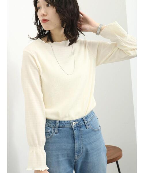 Samansa Mos2 blue（サマンサモスモスブルー）の「ジョーゼットプリーツプルオーバー（Tシャツ/カットソー・レディース・イエロー/ブラック/キナリ・F）」の12枚目の写真