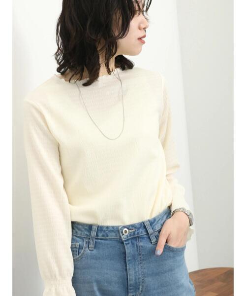 Samansa Mos2 blue（サマンサモスモスブルー）の「ジョーゼットプリーツプルオーバー（Tシャツ/カットソー・レディース・イエロー/ブラック/キナリ・F）」の13枚目の写真