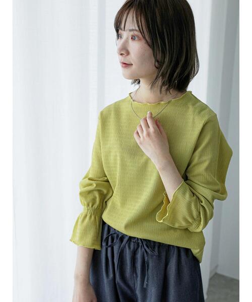 Samansa Mos2 blue（サマンサモスモスブルー）の「ジョーゼットプリーツプルオーバー（Tシャツ/カットソー・レディース・イエロー/ブラック/キナリ・F）」の15枚目の写真