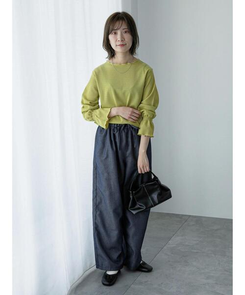 Samansa Mos2 blue（サマンサモスモスブルー）の「ジョーゼットプリーツプルオーバー（Tシャツ/カットソー・レディース・イエロー/ブラック/キナリ・F）」の19枚目の写真