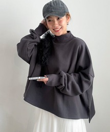 PICHI | ハイネック裏起毛ショート丈トップス(スウェット)