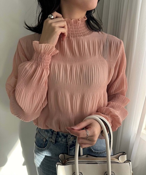 fifth（フィフス）の「マジョリカプリーツハイネックトップス（Tシャツ/カットソー・レディース・ピンク/ブラック/アイボリー・M）」の3枚目の写真