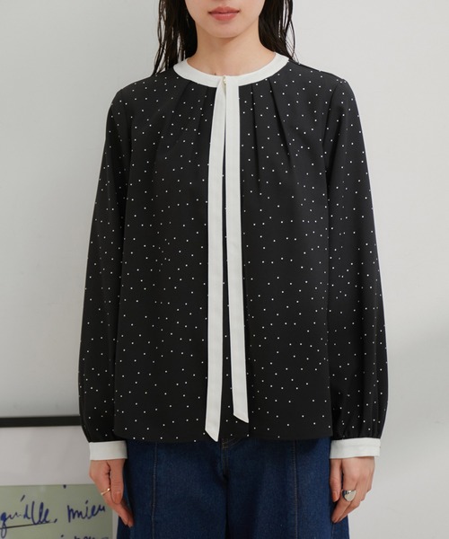 VIS（ビス）の「【洗える】【2WAY】リボン取り外しフロントタックブラウス（シャツ/ブラウス・レディース・ブラック系その他/サックスブルー/ホワイト/ホワイト系その他/ピンク系その他2・FREE）」の17枚目の写真