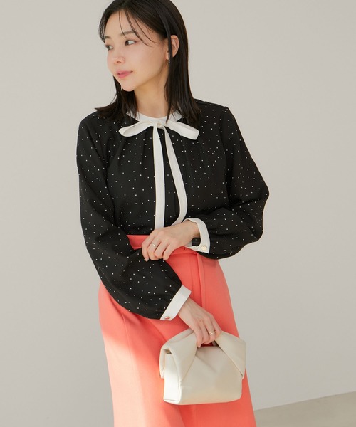 VIS（ビス）の「【洗える】【2WAY】リボン取り外しフロントタックブラウス（シャツ/ブラウス・レディース・ブラック系その他/サックスブルー/ホワイト/ホワイト系その他/ピンク系その他2・FREE）」の11枚目の写真