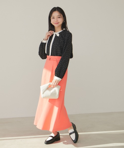 VIS（ビス）の「【洗える】【2WAY】リボン取り外しフロントタックブラウス（シャツ/ブラウス・レディース・ブラック系その他/サックスブルー/ホワイト/ホワイト系その他/ピンク系その他2・FREE）」の14枚目の写真