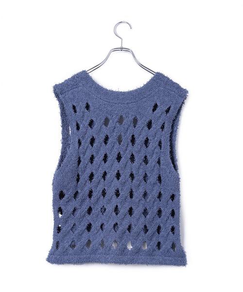 ADAM ET ROPE'（アダムエロペ）の「【WEB限定】スラッシュケーブルニットジレ（ベスト・レディース・ブルー系その他4/ブラック/オフホワイト・FREE）」の12枚目の写真
