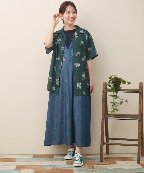 チチカカ（チチカカ）の「レーヨンタッチ総柄半袖シャツ【ユニセックス】（シャツ/ブラウス・メンズ・グレー/グリーン・MEDIUM/LARGE）」の8枚目の写真