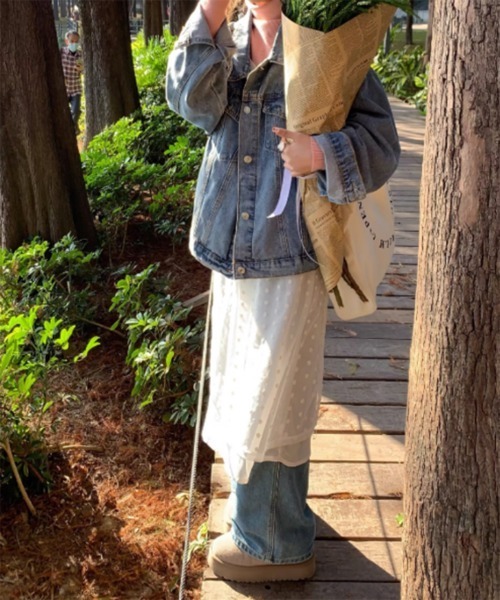 by muni:r（バイ ムニール）の「フラワーレースレイヤードワンピース（ワンピース・レディース・アイボリー/ブラック・FREE）」の12枚目の写真